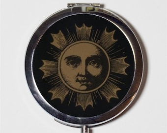 Occult Sun Compact Mirror - Aleister Crowley - Make Up Pocket Mirror for Cosmetics