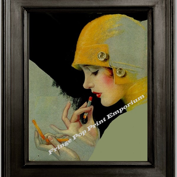 Art Deco Flapper Art Print 8 x 10 - Classic Putting on Lipstick - 1920s