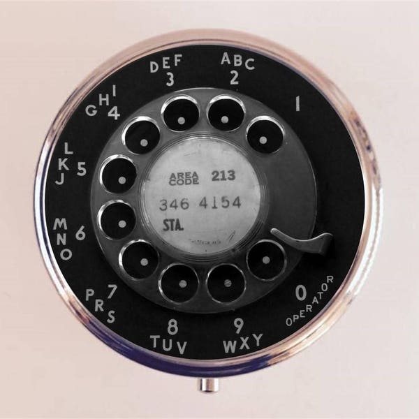 Rotary Telephone Pill Box Case Pillbox Holder Trinket Phone Dial Pop Art Retro