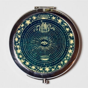 Eye Tarot Compact Mirror - Occult Vintage Imagery Divination - Make Up Pocket Mirror for Cosmetics