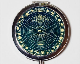 Eye Tarot Compact Mirror - Occult Vintage Imagery Divination - Make Up Pocket Mirror for Cosmetics