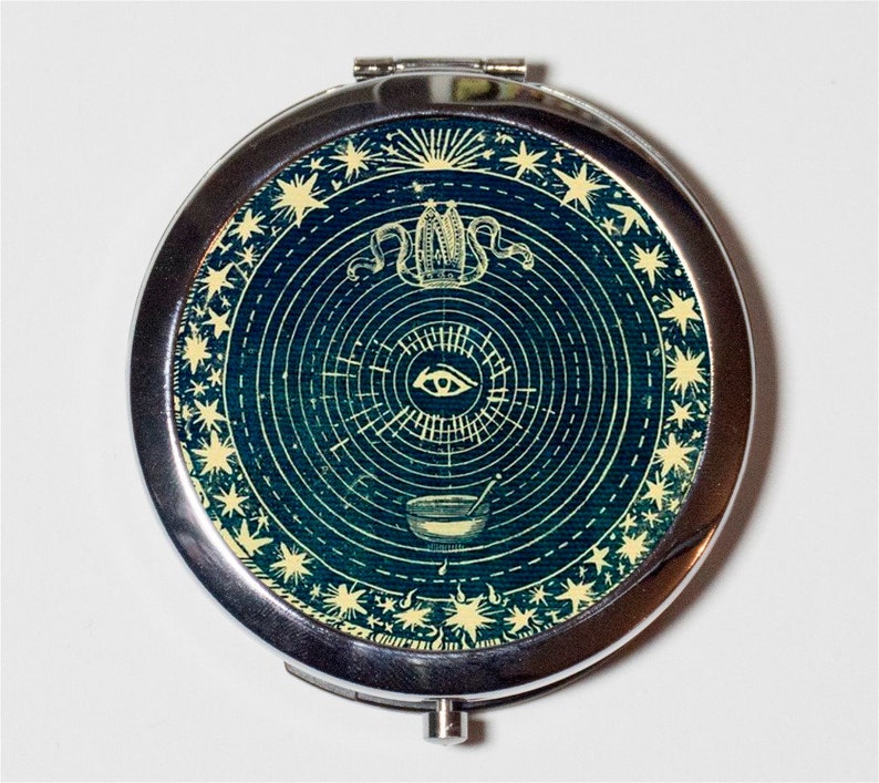 Eye Tarot Compact Mirror Occult Vintage Imagery Divination Make Up Pocket Mirror for Cosmetics image 1