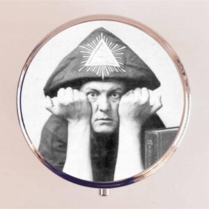 Aleister Crowley Pill Box Case Pillbox Holder Occult Magick Magician Magic Occultism