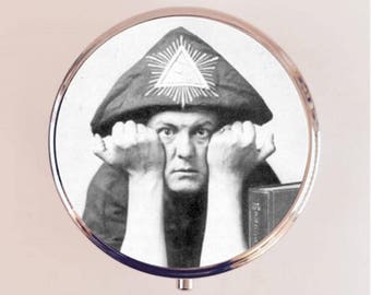 Aleister Crowley Pill Box Case Pillbox Holder Occult Magick Magician Magic Occultism