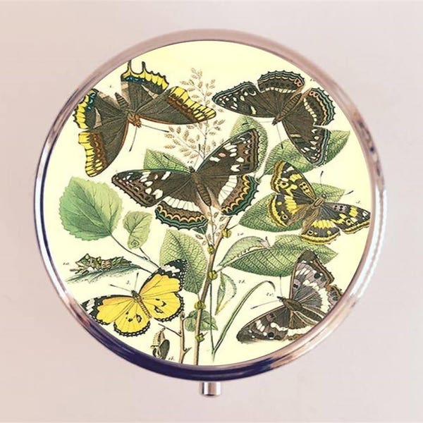 Butterfly Pill Box Case Pillbox Holder Trinket Butterflies Animal Art Insect