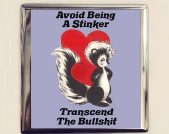 Avoid Being a Stinker Cigarette Case Business Card ID Holder Wallet Transcend the Bullshit Mature Funny Retro Cute Skunk
