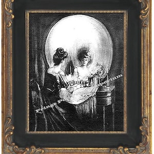 Skull Illusion Art Print 8 x 10 Victorian -  Fine Art All is Vanity Skull or Woman at Vanity