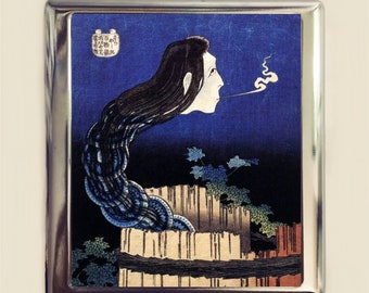 Japanese Woodblock Ghost Cigarette Case Business Card ID Holder Wallet Asian Art Japan Yurei-zu Snake