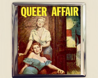 Vintage Lesbian Cigarette Case Business Card ID Holder Wallet Queer Affair Campy LGBTQ Pulp Fiction Sleaze Retro 60's