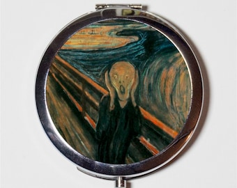 Edvard Munch Scream Compact Mirror - Classic Fine Art Painting - Make Up Pocket Mirror for Cosmetics