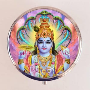 Vishnu Hindu Pill Box Case Pillbox Holder Trinket Box Hinduism Metaphysical Religion