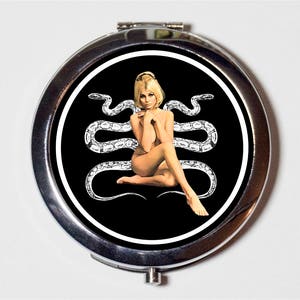 Snake Woman Compact Mirror - Occult Witchcraft Witchy Sexy Retro - Make Up Pocket Mirror for Cosmetics