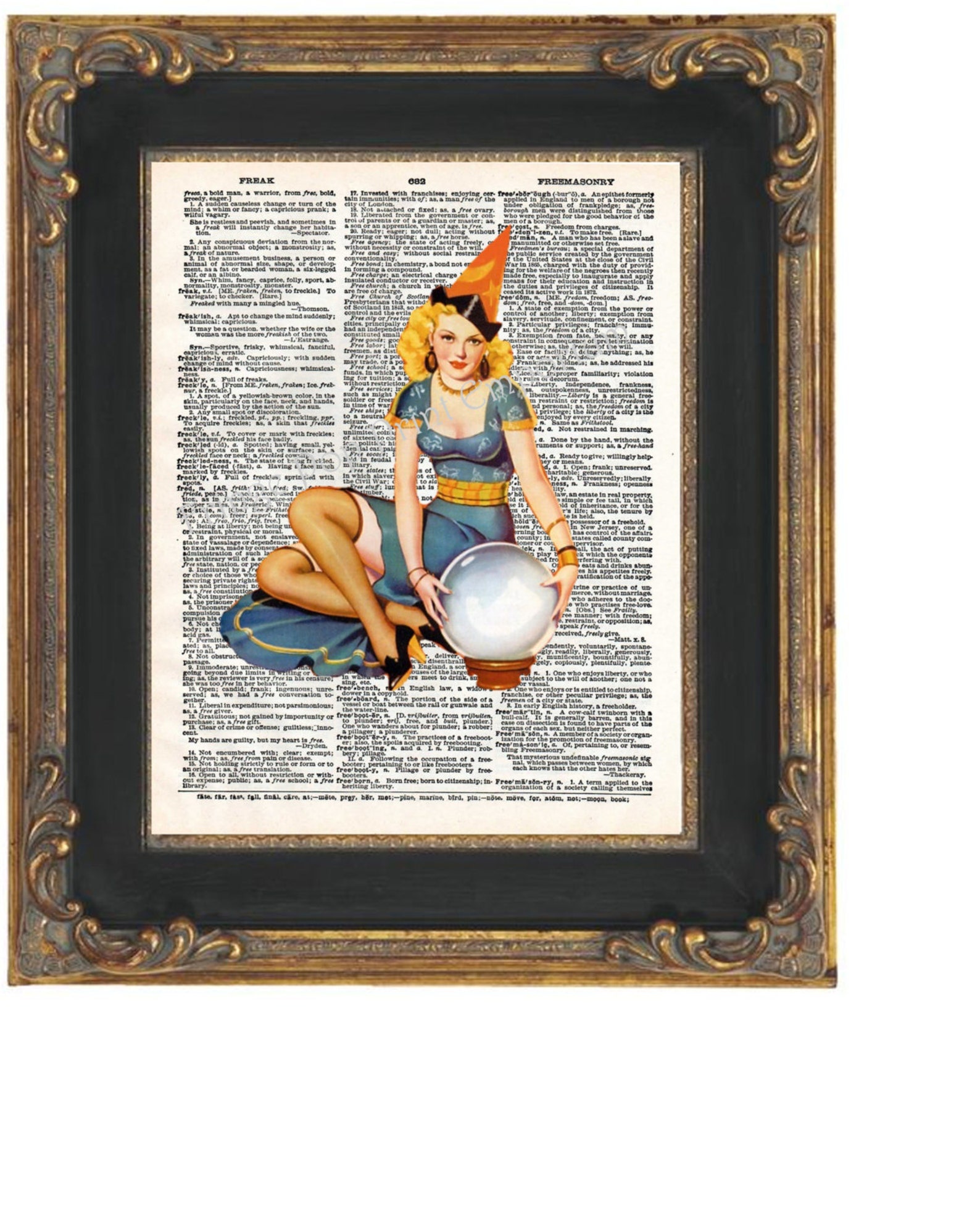 Fortune Teller Art Print 8 X 10 on Dictionary Page Art Deco Etsy
