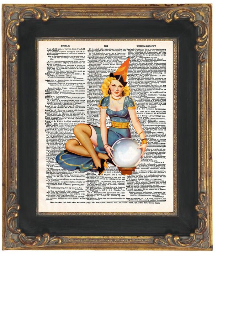 Fortune Teller Art Print 8 x 10 on Dictionary Page Art Deco Etsy