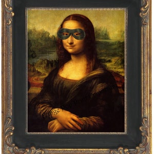 Mona Lisa Superhero Art Print 8 x 10 - Leonardo Da Vinci Fine Art Pop Surrealism - Super Mona Lisa Comic Book Parody