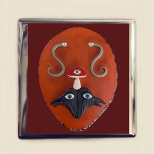Estuche para cigarrillos con diseño de cuervo místico y psicodélico, tarjetero, billetera, tercer ojo, psicodélico, surrealista, arte popular, hongo y serpiente.