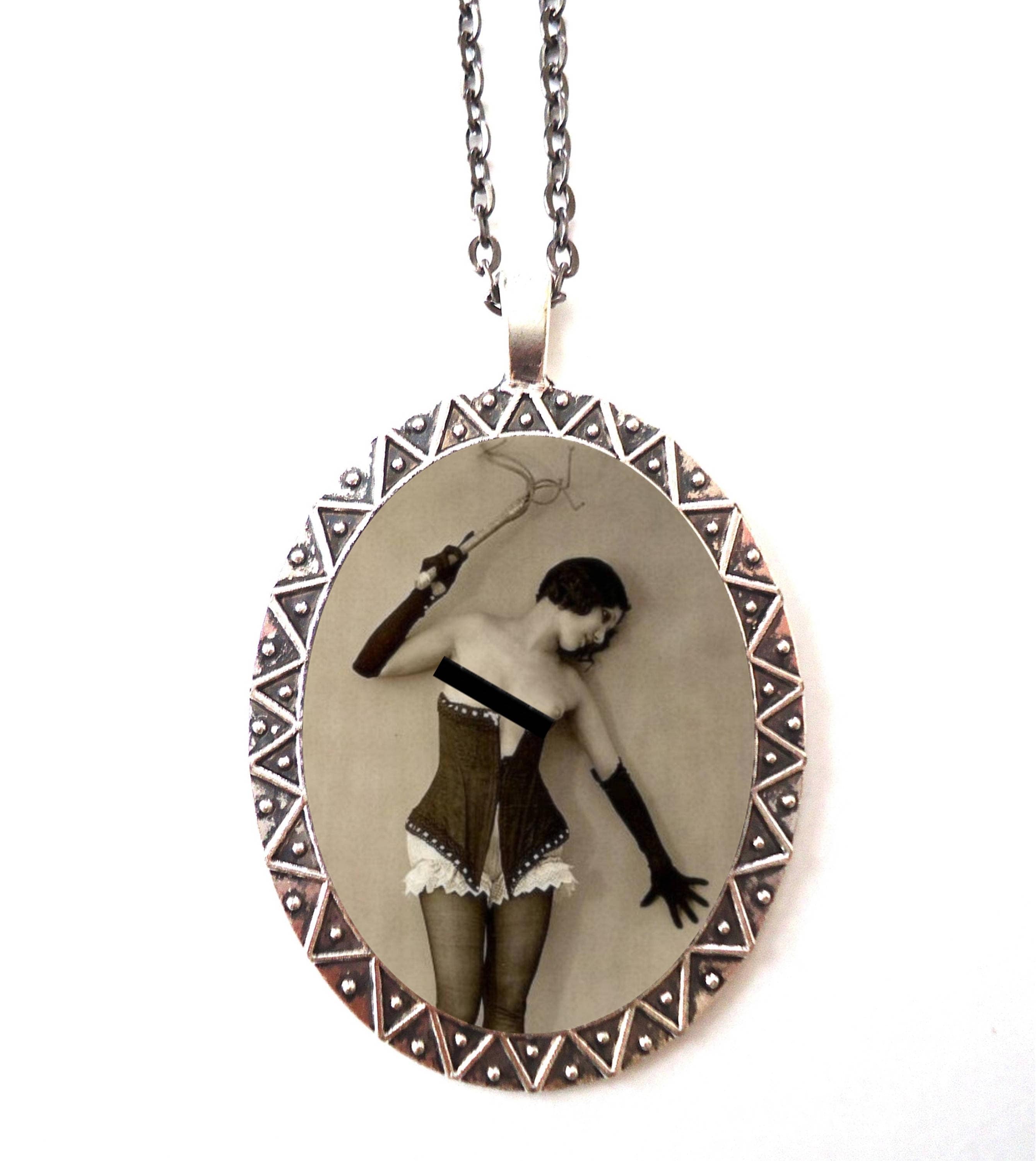 アクセサリー whip Necklace Flapper Whip Necklace Pendant Silver Tone - Art Deco Jazz