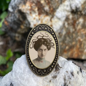 Snake Lady Antiqued Bronze Adjustable Ring Victorian Medusa Brass