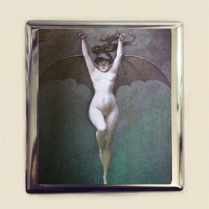 Bat Lady Cigarette Case Business Card ID Holder Wallet Albert Penot Goth Gothic Dark Art Vampy Macabre image 1