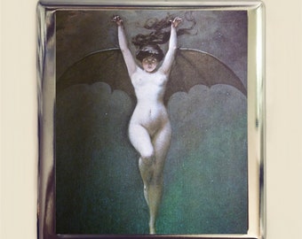 Bat Lady Cigarette Case Business Card ID Holder Wallet Albert Penot Goth Gothic Dark Art Vampy Macabre