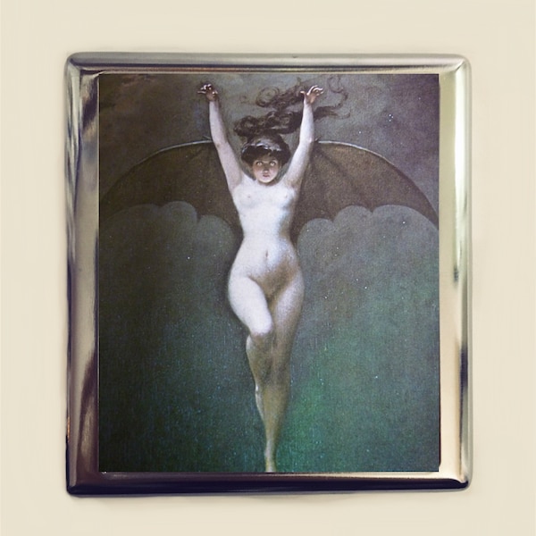 Bat Lady Cigarette Case Business Card ID Holder Wallet Albert Penot Goth Gothic Dark Art Vampy Macabre