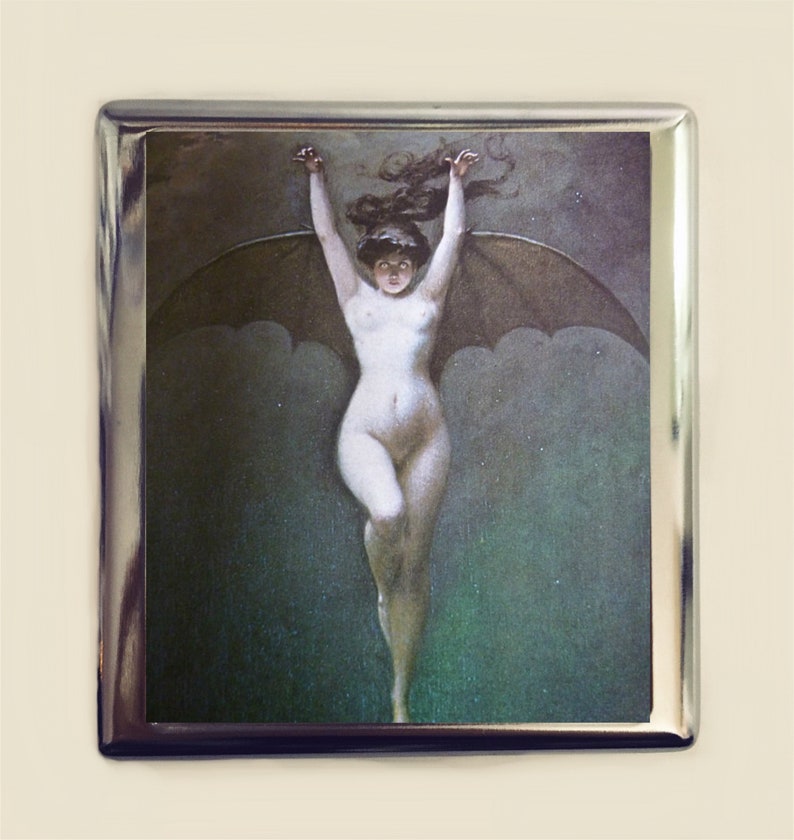 Bat Lady Cigarette Case Business Card ID Holder Wallet Albert Penot Goth Gothic Dark Art Vampy Macabre 