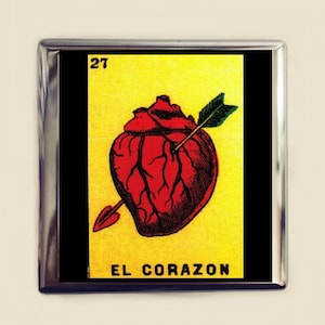 El Corazon, étui à cigarettes en forme de coeur, porte-cartes d'identité, portefeuille Loteria Mexican
