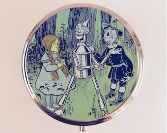 Wizard of Oz Book Pill Box Case Pillbox Holder Trinket Frank L. Baum Illustration Dorothy Tin Man Scarecrow