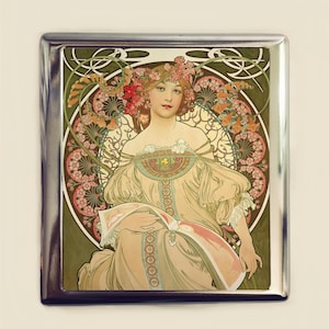 Alphonse Mucha Champenois Cigarette Case Business Card ID Holder Art Nouveau Art Deco Art Flapper Edwardian Boho Bohemian