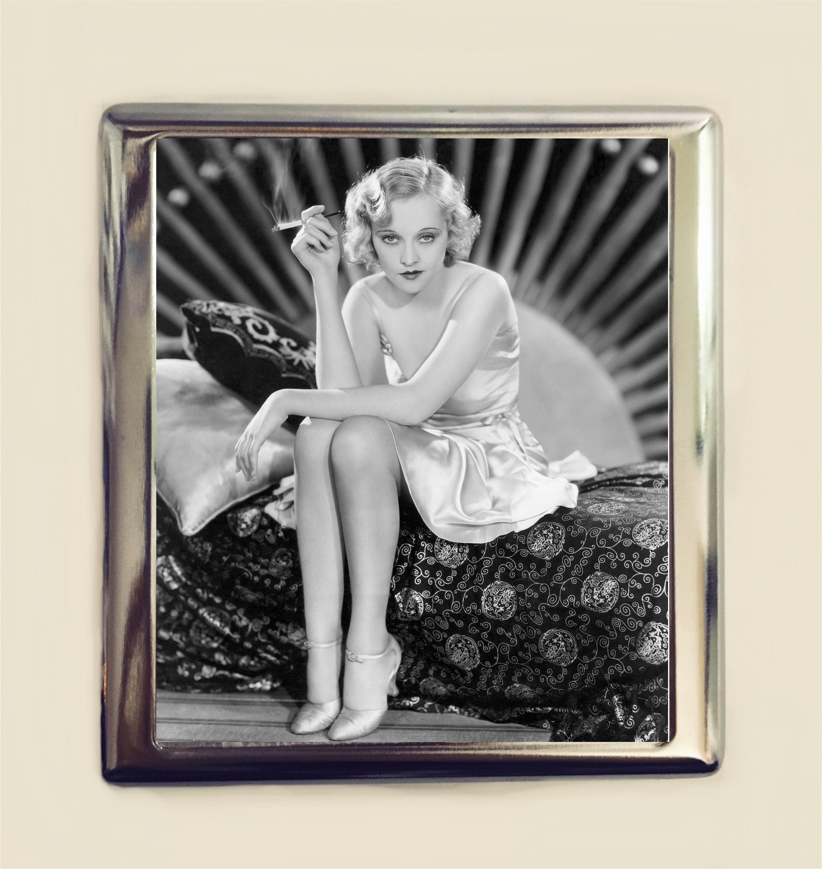 1920s women's cigarette holder Flapper Smoking Cigarette Case Business Card ID Holder Wallet Art Deco  Follies Jazz Age 1920s Smoker Rising Sun
