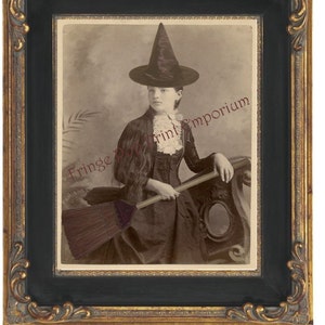 Victorian Witch Art Print 8 x 10 - Altered Art Photo - Witch with Broom - Goth Halloween - Wicca - Witchcraft