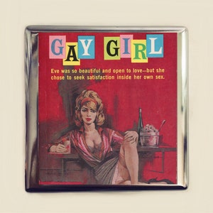 Vintage Lesben Pulp Gay Girl Zigarettenetui Visitenkarte Ausweishalter Brieftasche Campy LGBTQ Pulp Fiction Sleaze Retro 60er Gender