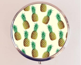 Pineapple Pill Box Case Pillbox Holder Trinket Fruit Tropical