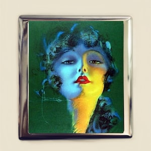 Flapper Zigarettenetui Visitenkarte Ausweishalter Wallet Art Deco 1920s Jazz Age Roaring 20s Grün