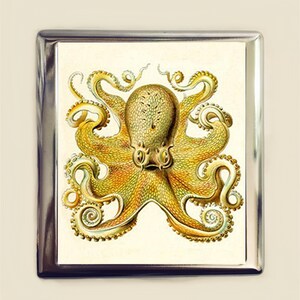 Haeckel Octopus Cigarette Case Business Card ID Holder Wallet Victorian Steampunk Nautical Antique Litho