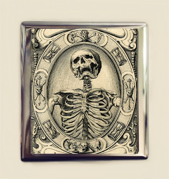 Memento Mori Cigarette Case Business Card ID Holder Wallet Goth