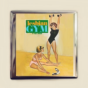 Vintage Lesbian Gym Cigarette Case Business Card ID Holder Wallet Campy LGBTQ Pulp Fiction Retro 60&#39;s