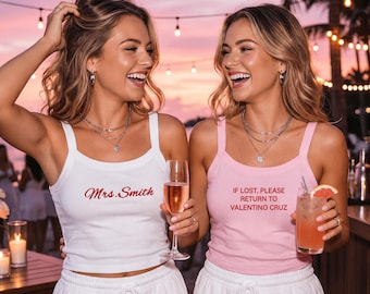 Custom Embroidered Mrs Last Name Spaghetti Strap Tank Top,Custom Embroidered Mrs Last Name Spaghetti StrapTank Top