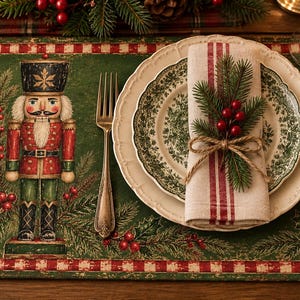 Cottage Primitive Nutcracker Christmas Placemat
