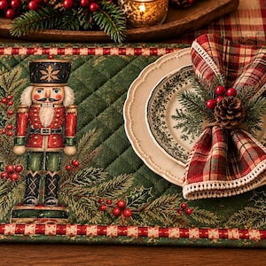 Cottage Primitive Nutcracker Christmas Placemat