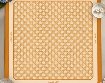 Orange Cane Waeves Mahjong Mat with Instruction, Bamboo Minimalism Mah Jongg Table Cover, Mahj Gift| Neoprene Table Cover| SHIPS ROLLED