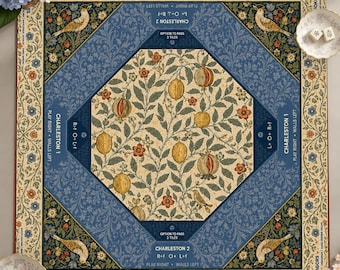 William Morris Strawberry Thief Mahjong, Artist Inspired Mah Jongg Table Cover, Dark Game Mat, Mahjong Gift for Women