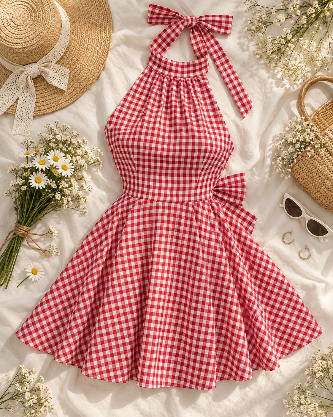 red gingham halter marcie dress dresses for backyard wedding