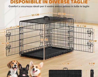 Kennel nero, cuccia  per cani e gatti in metallo.