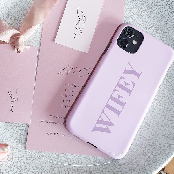WIFEY pink and purple phone case - iPhone 13, iPhone 12 PRO max, bride to be, Samsung S20 case, iPhone 14 case, wedding iPhone case