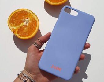 Powder blue and terracotta orange personalised phone case - iPhone 13 case, Samsung case, personalised case, iphone 14 pro case, samsung s22
