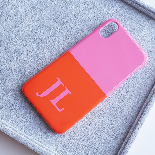 Pink and Orange personalised phone case - Winter collection, iPhone 13 Pro case, Samsung S20 case, iphone 11 case, burnt orange, hot pink