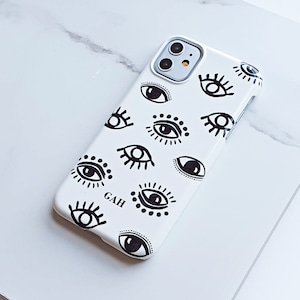 Étui de téléphone monogramme Evil Eye - étui iphone 13 pro max, étui iPhone 14, étui de téléphone monogramme, étui samsung galaxy s22 ultra, étui samsung s21