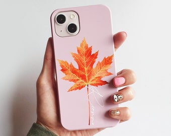Autumn Collection - Blush Pink and Autumn Leaf print personalised case