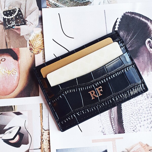 Embossed Leather Card Holder - Etsy